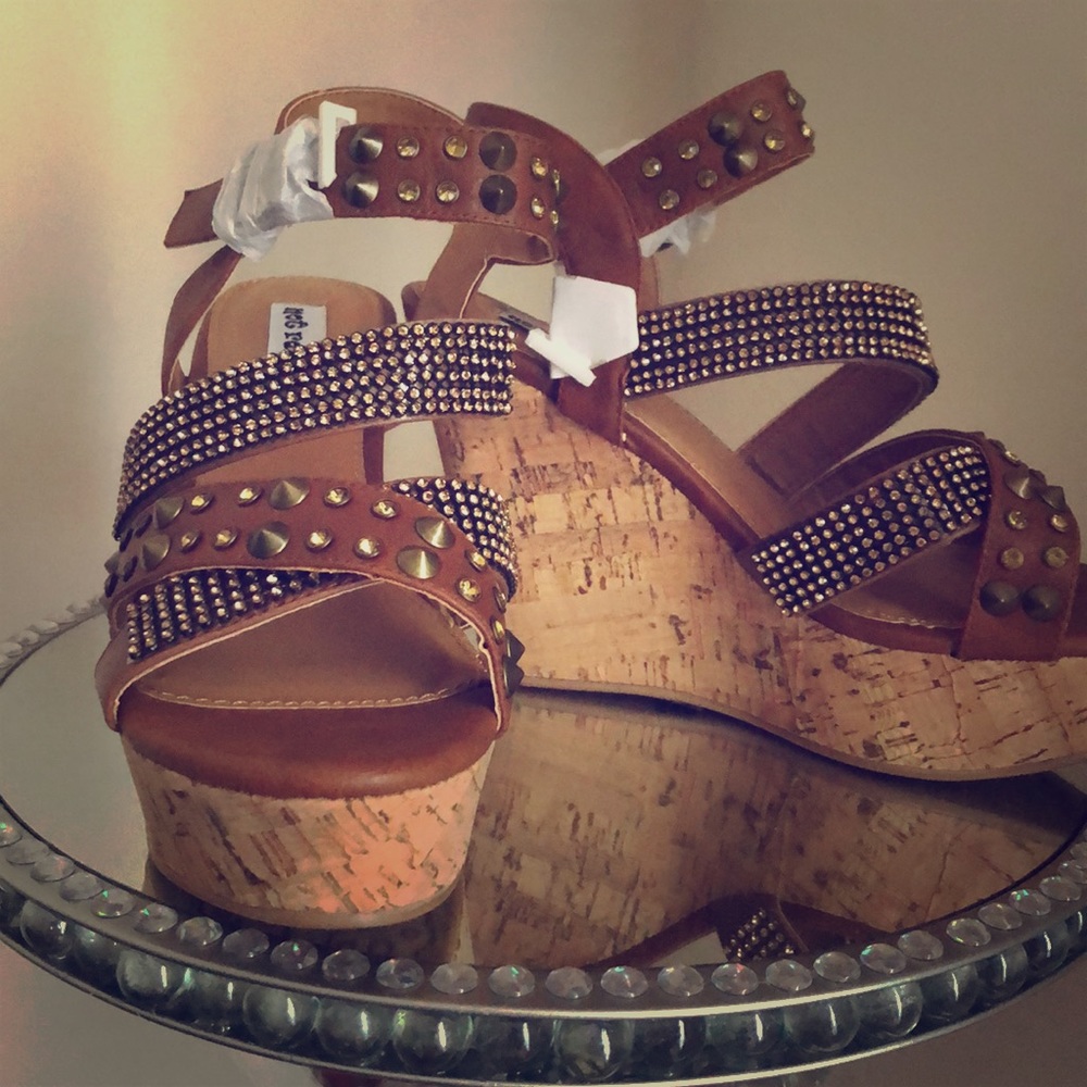 Brown studded wedges